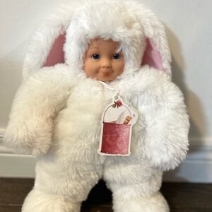 Anne Geddes Baby Doll Plush White Bunny Rabbit